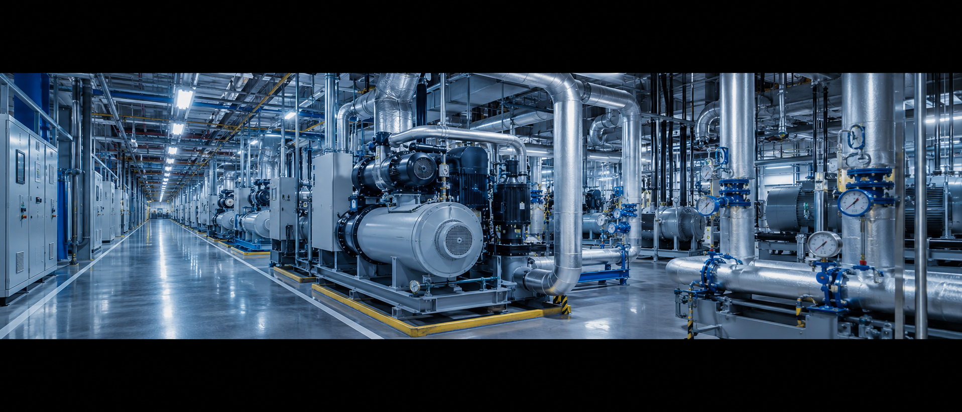 Sala de máquinas de utilidades e infraestrutura industrial
